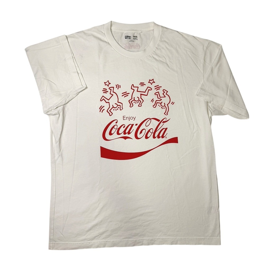 Uniqlo UT Keith Haring Coca-Cola Graphic T-Shirt White Mens Large Pop Art Tee